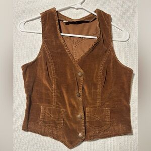 Handmade Brown Corduroy Vest with Button Closure